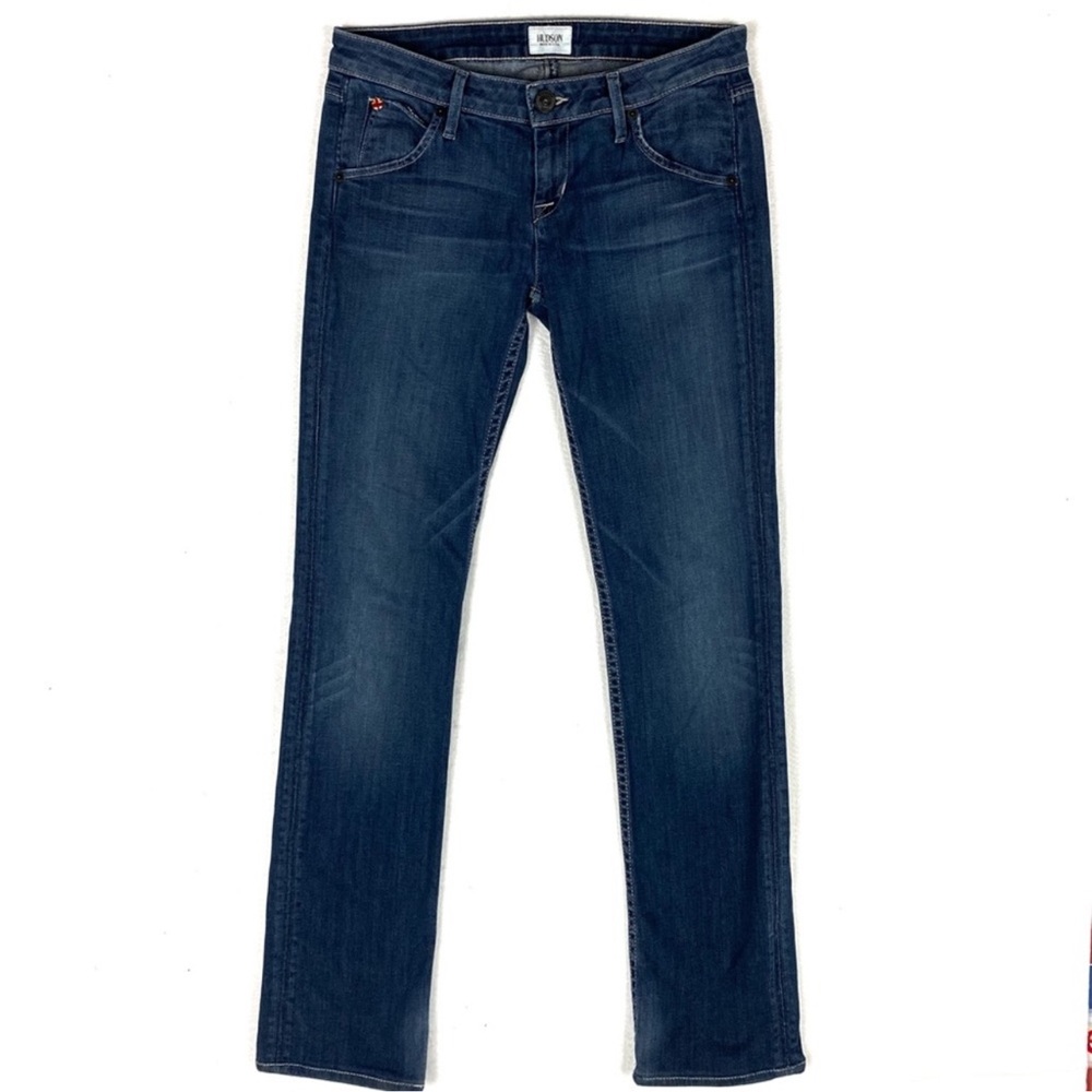 Hudson Stretch Medium Wash Straight Leg Jean Flap Pocket Womens Size 26
